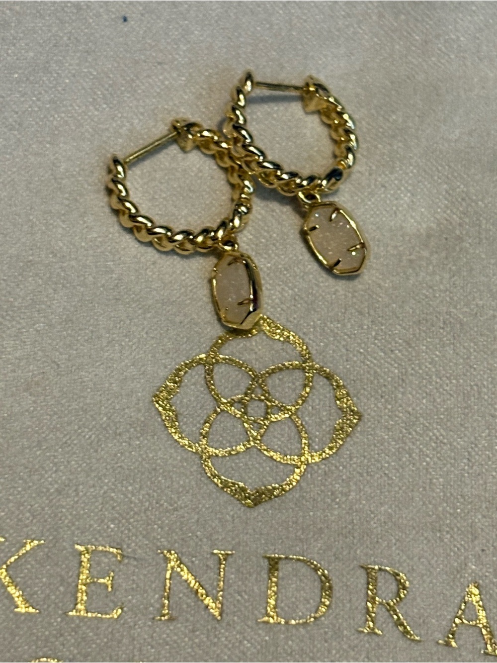 Like new Kendra Scott Emilie Gold Hoop Huggies Earrings with Drusy